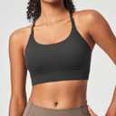 Heathyoga Sports Bras for Women Adjustable Strappy Sports Bra Y-Back Low Impact Racerback Workout Bra with Removable Pads (Black, L)