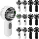12 Pack Mini Portable Handheld Fan Bulk for Travel 3 Speeds, Rechargeable USB Battery Operated, Small Personal Eyelash Fans for Women Men Indoor Outdoor(Black White,Classic Style)