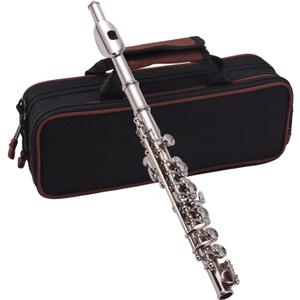 Piccolo Instrument White Copper Nickel Plated C Key Piccolo Flute for Beginners Students with Hard Case Cleaning Rod Cloth and Gloves