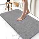 Thin Bathroom Rugs, Bath Mat Super Absorbent, Bath Rugs Rubber Backing Non-Slip, Quick Dry Machine Washable, Cozy Cloth Bathroom Mat fit Under Door/Sink/Bathtub/Area Rug Sets 17''x27''-Gray (Grey)