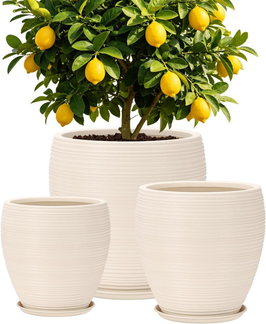 16/13/10 Inch Extra Large Planters for Indoor Outdoor Plants with Drainage