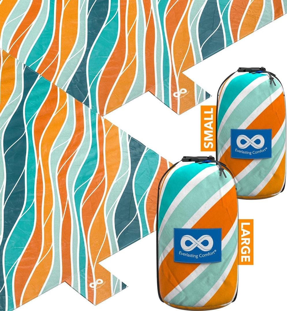 Everlasting Comfort Beach Blanket Bundle - Enjoy Sunny Days with Large, Sandproof Mats for Picnics and Beach Trips - Fits up to 10 Individuals