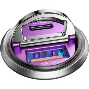 MRGLAS 90W USB C Car Charger, Fast Charging, PD45W+QC3.0, Dual Port, Cigarette Lighter, USB C Charger, Adapter for iPhone 16 Pro Max, Samsung S25, Purple