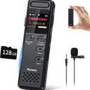 160GB Digital Voice Recorder with Playback, 1100mAh Mini Audio Recording Device for Lecture Interviews, 1536Kbps Voice Activated Recorder with Noise Reduction, Password, External Microphone