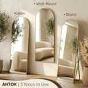 Antok 56" x15 Arched Full Length Floor Mirror, Gold Aluminum Frame, Free Standing/Wall Mount/Leaning for Bedroom, Living Room, Dressing Room