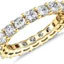 PAVOI 14K Gold Plated Eternity Ring for Women - Square-Cut Cubic Zirconia Rings - Stackable Love Wedding Band, SIze 10
