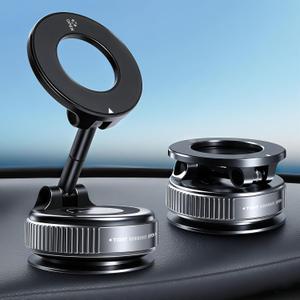 Vacuum Magnetic Phone Holder for Car 360 Adjustable Magsafe Car Mount - Compatible All Smart Device Phone Mount, Secure GPS & Call, Magsafe Accessories & Car Stuff - Black