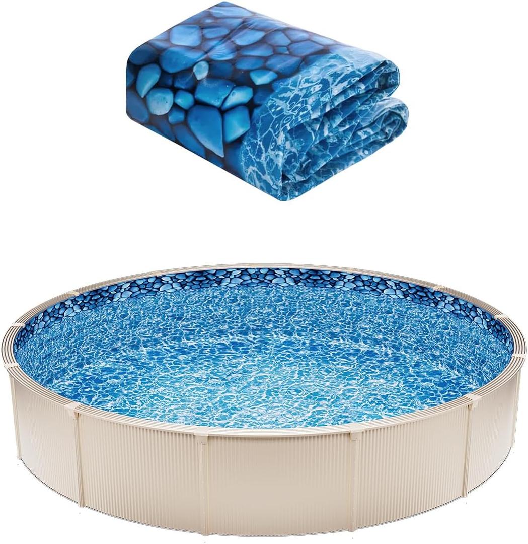 VEVOR 24-ft Round Above Ground Pool Liner, Overlap Pool Liners, Standard Gauge Vinyl, 48-to-54inch Wall Height, Designed for Steel Sided Above-Ground Swimming Pools