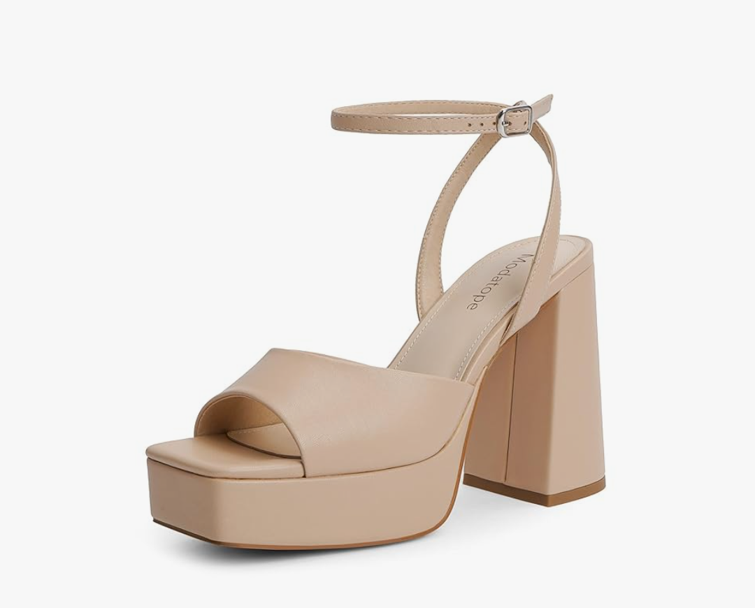 Modatope Platform Heels for Women Platform Sandals Womens Chunky Heel Open Toe Pumps Ankle Strap Womens Wedding Party Pumps Shoes Size 6