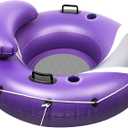 Pafolo River Tubes for Floating Heavy Duty, Pool Float Adult,53" Inflatable Float Tube for Beach Lake Rafting, River Floats with Mesh Bottom (Purple and Grey)
