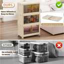 3 Tier Stackable Plastic Storage Bins with Lids 48QT, Collapsible Closet Organizers and Storage with Wheels for Living Room,Office,Dorm, 48Qt-3pack