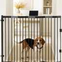 No Pawblems Retractable Safty Gate, Metal Adjustable Dog Gate for Doorways, Stairs & Hallways, Expands to 45" Wide, 36" Tall Gate, Auto Retract Design, No Bottom Bar, Black