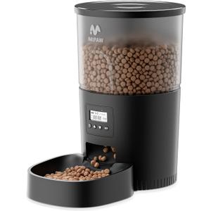 IMIPAW Automatic Cat Feeders, 3L Timed Cat Dry Food Dispenser, Dual Power Supply, Programmable Portion Size, 1-6 Meals Per Day, Auto Pet Feeder for Cats and Small Dogs, with Desiccant Bags
