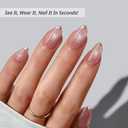BTArtbox Press On Nails Almond - Gilded Cheer, Lamp-Curable Short Glitter French Tip Press On Nails with Glue and Adhesive Tabs for Women in 16 Sizes - 32 Soft Gel Glue On Nails Kit