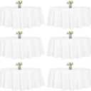 WIGENIUS 6 Pack White 60 Inch Round Tablecloths Winkle Resistant Tablecloth for 3 ft Table Polyester Washable White Table Cloths for Parties Wedding Dining