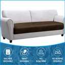 Loveseat Cushion Cover Leather-Look 1PC Stretch Love Seat Slipcover for Living Room Individual Couch Seat Protector, Pet-Friendly, Non-Slip, Easy Fit - Dark Brown