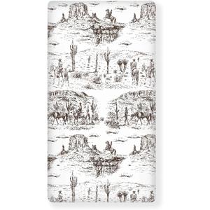 Cowboys Fitted Crib Sheet for Boys Girls Southwest Cowboy Baby Sheet for Standard Crib and Toddler Western Desert Nursery Bed Mattress Sheets 28"x52" (Brown)