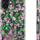 DEENAKIN Floral Case for iPhone 16,Cute Trendy Preppy Y2K Designs | Compatible with Magsafe, Dual-Layer Hard Shell + Soft Silicone, Aesthetic Protective Phone Cover for Women Girls