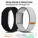 Nylon Sport Bicep Band with Metal Bumper Case, Adjustable Hook-and-Loop Replacement Armband for WHOOP 5.0
