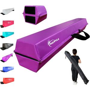 Balance Beam - Folding Floor Gymnastics Equipment for Kids, Non Slip Base - 6 FT to 10 FT for Home Gym Use (8 ft, Purple)