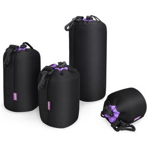 CADeN Lens Pouch Set 4 Pack Replacement Compatible for Canon, Nikon, Sony, Pentax, Olympus (Small, Medium, Large, X Large) Camera Lens Case Bag Thick Protective Neoprene Pouch Soft Plush for DSLR Lens