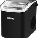 Countertop Ice Maker Machine - 6 Mins 9 Bullet Ice, 26.5lbs/24Hrs, Portable With Self-Cleaning, Scoop, and Basket (Black)