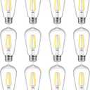 Ascher 12 Pack Vintage LED Edison Light Bulb 60W Equivalent, Decorative Antique Filament Light Bulbs with 80+ CRI, Cool White 4000K, 700 Lumens, E26 Base, Non-Dimmable