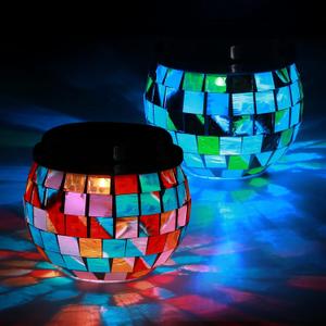 2 Pcs Mosaic Solar Lights Outdoor Hanging Lanterns Waterproof Color Changing Mosaic Lamp Decorative Solar Lanterns Night Light for Garden, Patio, Yard, Holiday Party Outdoor Indoor Decoration