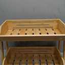 [Upgraded Length] 16.5-Inch Fruit Stand Storage Holder with 4 Sturdier Legs, 2-Tier Fruit Basket , Bamboo Fruit Bowl Holder for Fruit,Vegetables,Bread, Snacks, Home Kitchen Countertop Organizer