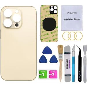 OEM Rear Back Glass Replacement Compatible with iPhone 14 Pro 6.1 inches with Reparing Toolkit (Gold)