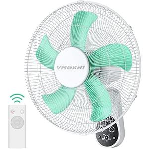 VAGKRI Wall Mount Fan, 16 Inch Wall Fans with 5 Blades, 5 Speeds, 8 Hour Timer, 90° Oscillating Quiet Fans with Remote for Home Office Bedroom Living Room Garage (White)
