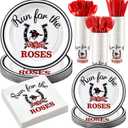 200 Pcs Derby Party Supplies for 25 Guests, Disposable Derby Plates and Napkins Run for The Roses Tableware Set for Horse Racing Theme Party Decoration