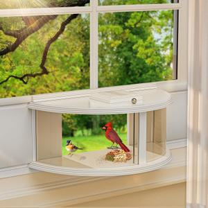 Window Bird Feeder for Viewing, 180 Extra Large Capacity Clear View Window Tray Bird Feeder, Fits Windows 31-41" Wide, Durable, Elegant, Window Bird Feeder Inside House - Best Gifts for Bird Lovers