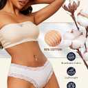 Knowyou Cotton Underwear for Women Cheeky Bikini Womens Underwear Pack Sexy Lace Wasit Hipster Brief Panties for Ladies (Beige, L)