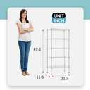 Adjustable NSF-Certified Metal Shelf Wire Shelving Unit Storage for Small Places Restaurant Garage Pantry Kitchen Garage Rack (Chrome, 21.5L x 11.6W x 47.6H)