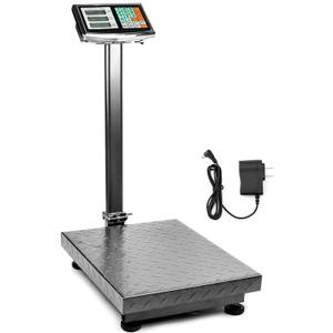 QWORK Foldable 600LB Weight Computing Postal Scale, Floor Platform Digital Scale, Accurate Warehouse Large Shipping Mailing LB/KG Calculator