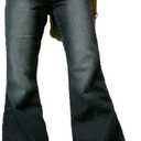 HOXIJIA Women Low Rised Wide Leg Denim Pants Y2k Solid Baggy Flared Hem Jeans Stretch Bell Bottom Trousers (Small, Black)