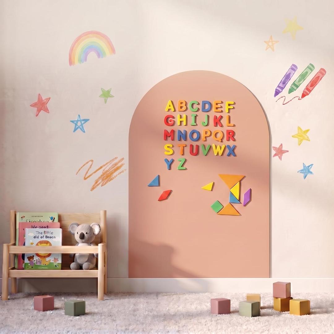 Magnetic Arch Wall Decal, 31.9" x 39.7"(81x101cm) Strong Adhesive Magnetic Chalkboard Play Wall, Anti-Peel Ideal for Playroom Home Classroom(Whipped Cream)