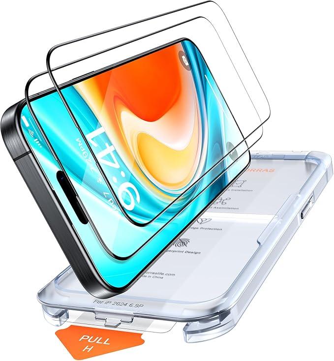 TORRAS Militarygrade aerospace glass for iPhone 16 Screen Protector [9H＋Unbreakable from 12foot Drop,Longest Durable],GlassGo X Glass for iPhone 16,2 Packs