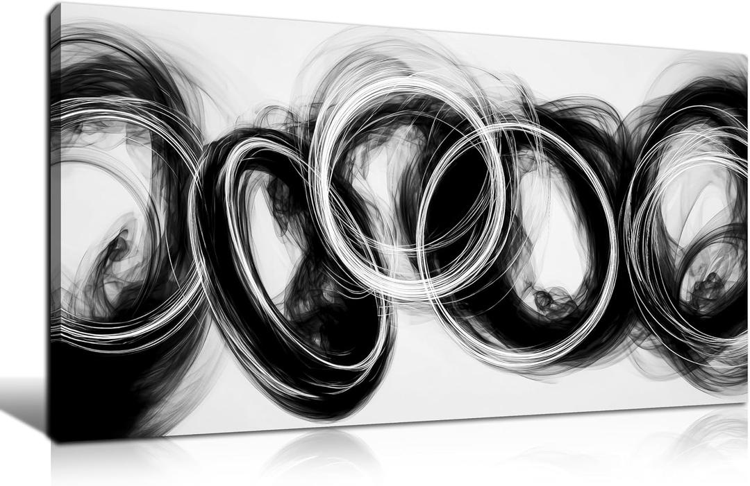 MXUNYZ Black and White Abstract Canvas Wall Art Minimalist Print Painting, 40"L x 20"W
