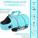 AOFITEE Dog Life Jacket, Dog Life Vest with Zipper and High Flotation, Reflective Dogs Swimming Vest, Adjustable High Buoyancy Pet Swimsuit Lifesaver for Dogs, Large