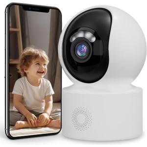 Home Security Camera 360° Indoor Security Camera with Night Vision, Motion Detection & Two-Way Audio - Pet Cameras & Baby Monitor, 2.4GHz WiFi, Mobile App for Home Surveillance