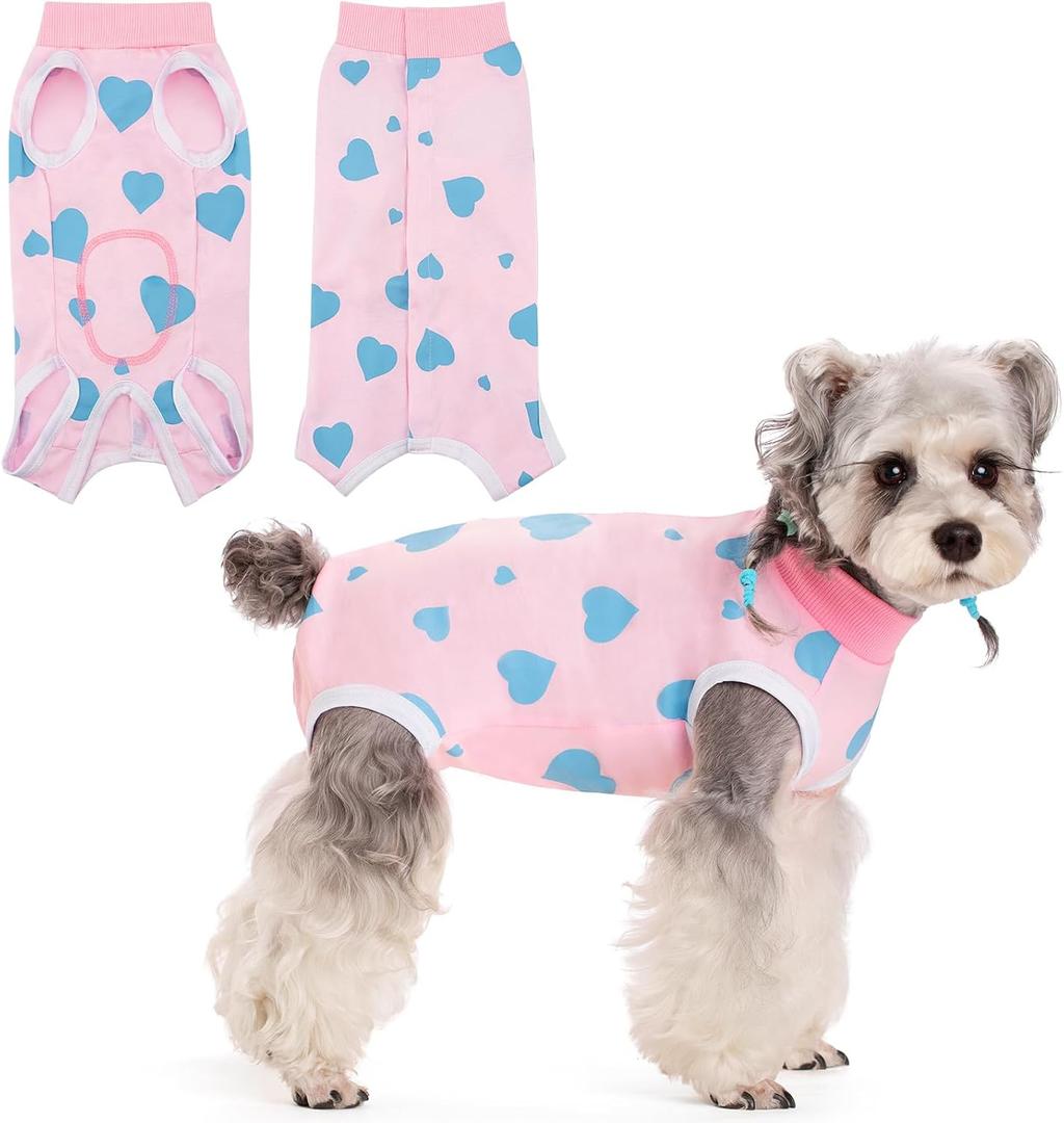 Coppthinktu Recovery Suit for Dogs After Surgery, Dog Onesie Surgery Recovery Suit for Female Spay, Soft Surgical Pajamas Bodysuits for Puppy to Prevent Licking Dog Cone Alternative (Small)