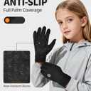 RIGWARL Kids Winter Gloves Boys Girls, Water-Repellent Warm Thermal Youth Gloves, Touchscreen Anti-Slip for Teens 3-15 Years (4-6 Years, Black)