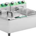 20L/21.2QT Commercial Deep Fryer with Timer Dual Tank Electric Countertop Fryer with Double Baskets and Lids, Temp Control, 3400W/110V Stainless Steel Large Deep Fryer for Restaurant Kitchen