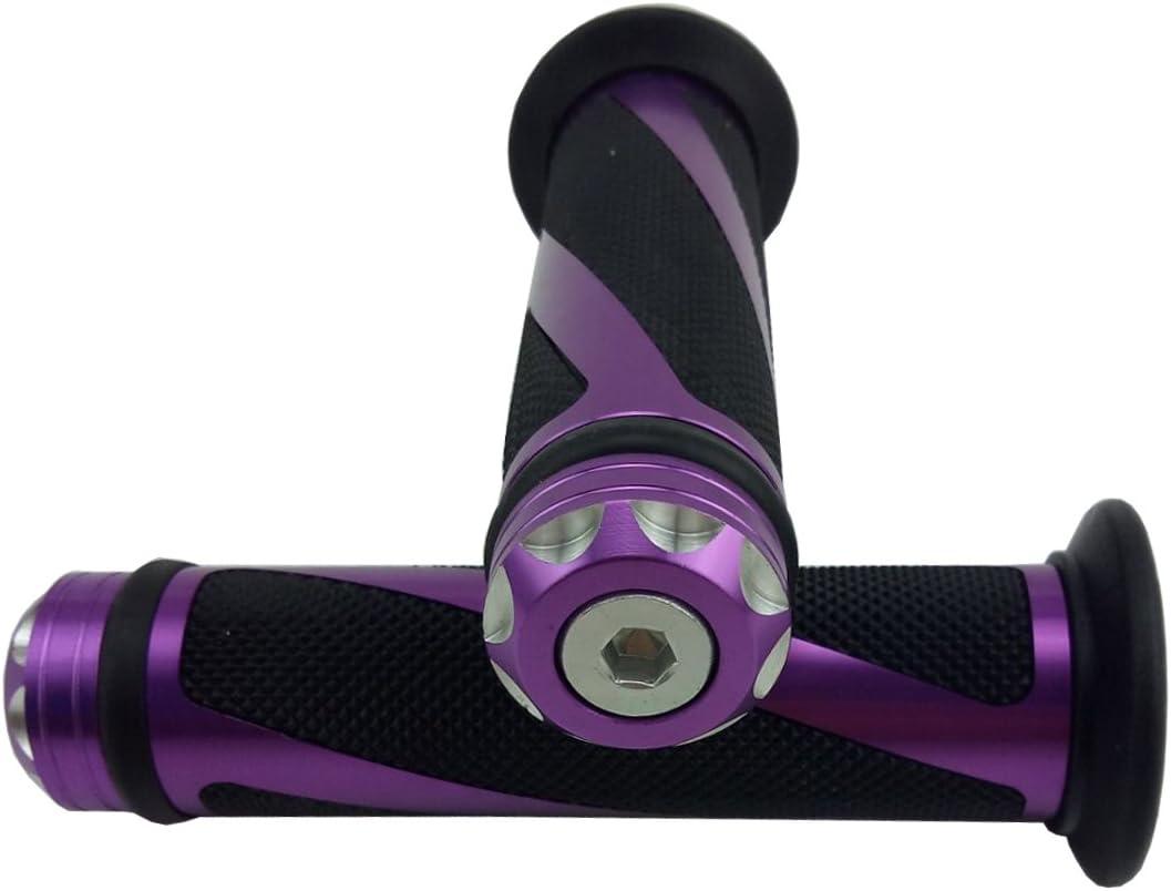 Universal Motorcycle Rubber Gel Handlebar Hand Grips for 7/8" Bar End Handle Bars Sports Bikes (Purple)