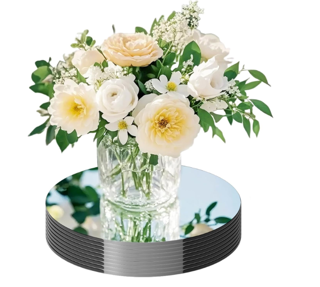 20 Pack Round Mirror Centerpieces for Tables,12" Acrylic Circle Mirror Table Centerpieces Mirror Tray Candle Plates for Vase DIY Craft Wedding Table Christmas Home Decor (12inch)