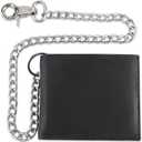 CLASSIC RFID Blocking Mens bi-fold Style Cowhide Leather Steel Chain Wallet, texas black