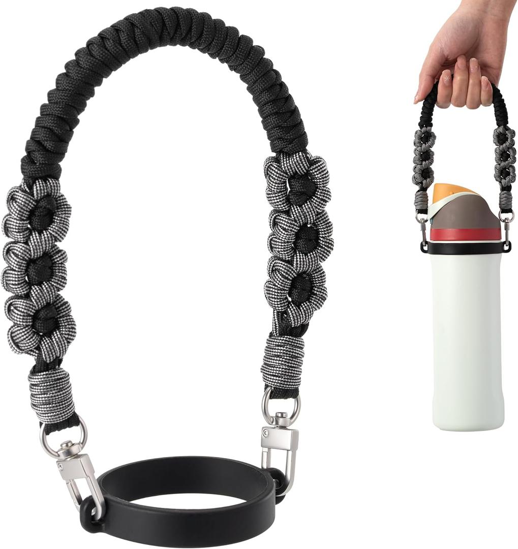Water Bottle Handle Strap Compatible with Owala, Water Bottle Sling Carrier Holder with Strap for Owala Cup Accessories (Black)