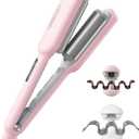 Curling Iron Hair Crimper Waver - TYMO ROVY Beach Waves Curling Wand, Ionic Deep Waver Hair Curler Tool with Ceramic 3 Barrel for Women, Dual Voltage, Anti-Scald, Easy to Use, Pink, 1 Inch